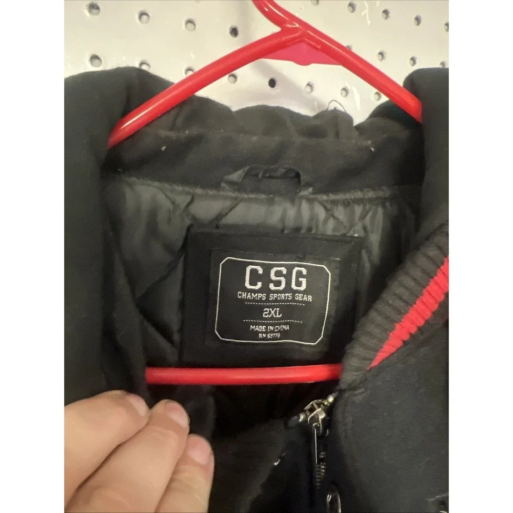 CSG Champs Sports Gear Men Size 2XL, Lettermans‎ Jacket Look Black /Red Hooded